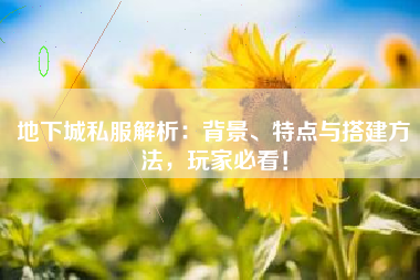 地下城私服解析:背景、特点与搭建方法,玩家必看! 第1张 地下城私服解析:背景、特点与搭建方法,玩家必看! 第1张