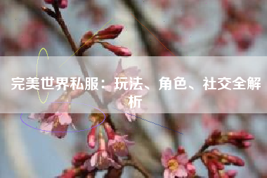  完美世界私服：玩法、角色、社交全解析